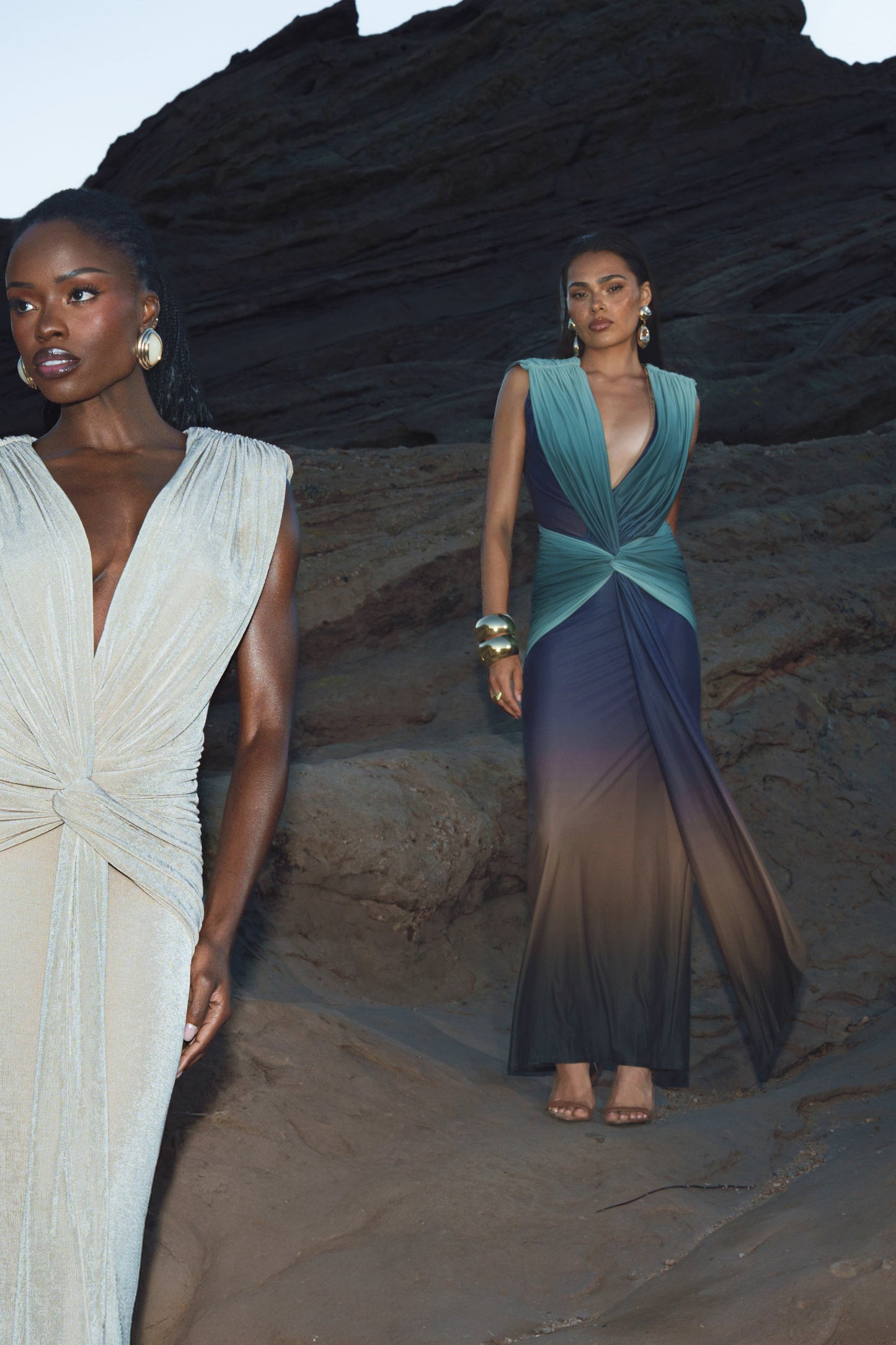 « Palma » — Robe Longue Décolletée, Noir Ombré