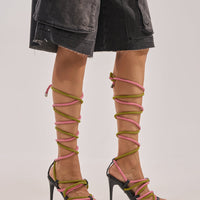 AZALEA WANG RIJN ROPE STILETTO LACE UP SANDAL