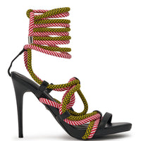 AZALEA WANG RIJN ROPE STILETTO LACE UP SANDAL