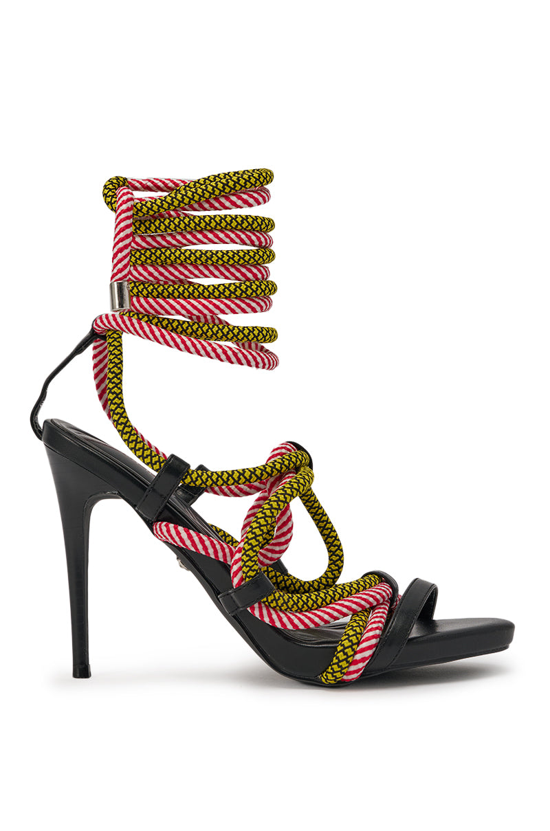 AZALEA WANG RIJN ROPE STILETTO LACE UP SANDAL