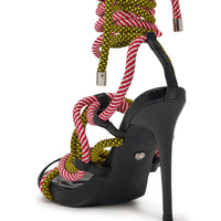 AZALEA WANG RIJN ROPE STILETTO LACE UP SANDAL