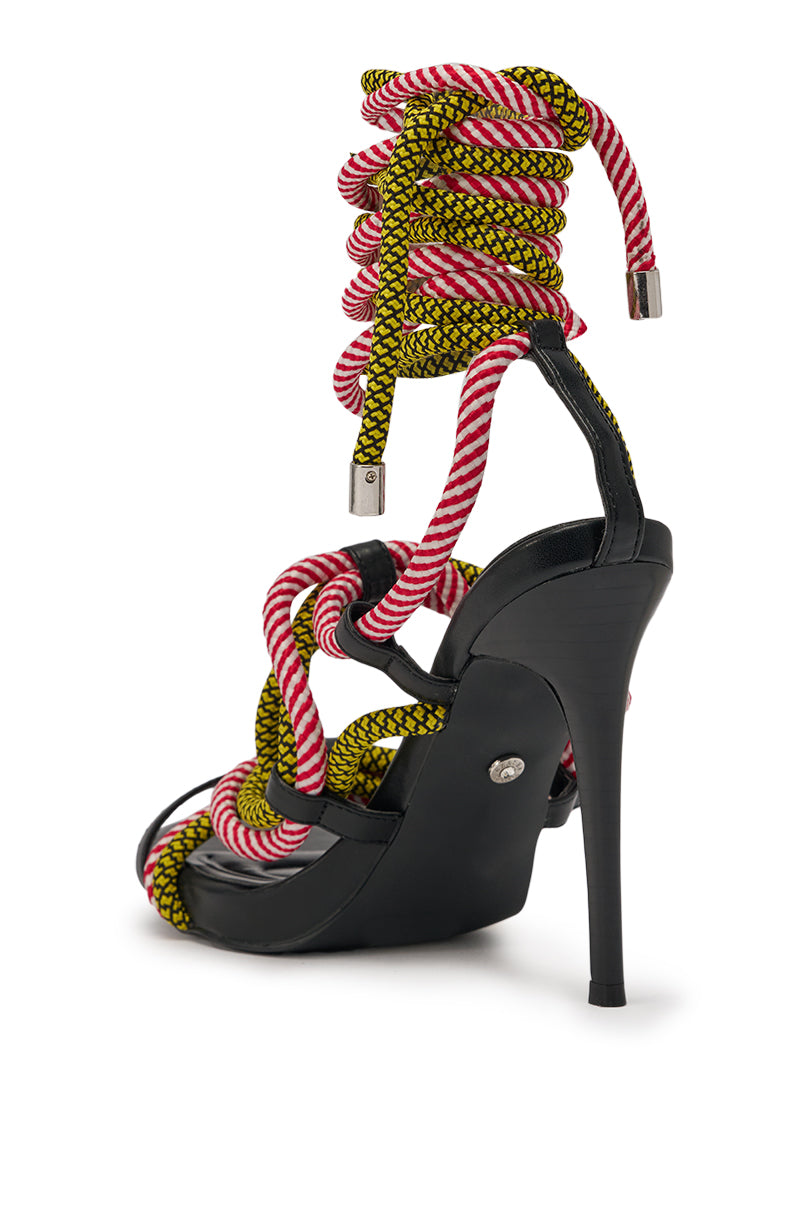 AZALEA WANG RIJN ROPE STILETTO LACE UP SANDAL