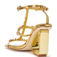 AZALEA WANG SCHANTELLE GOLD EMBELLISHED UPPER WEDGE SANDAL