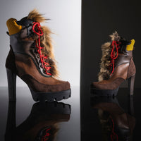 « Pétale » — Bottes à talon bloc, Marron