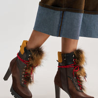 « Pétale » — Bottes à talon bloc, Marron