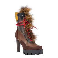 « Pétale » — Bottes à talon bloc, Marron