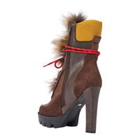 « Pétale » — Bottes à talon bloc, Marron