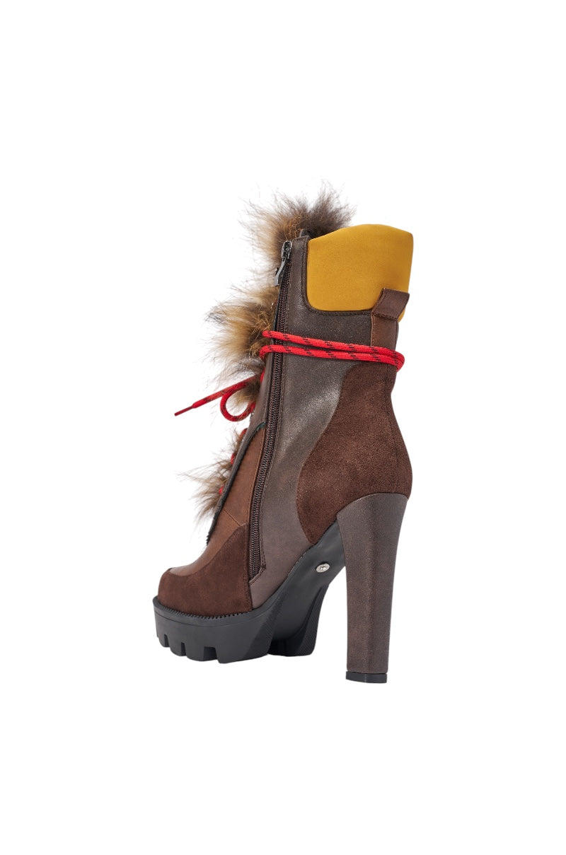 « Pétale » — Bottes à talon bloc, Marron