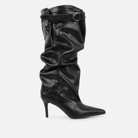 « Minuit Sculpté » — Bottes Froncées à Bout Pointu, Noir