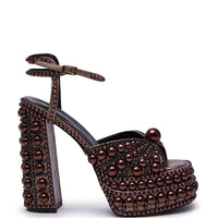 AZALEA WANG SOMETHING BRONZE EMBELLISHED PLATFORM SANDAL