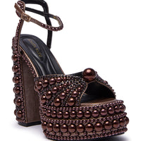 AZALEA WANG SOMETHING BRONZE EMBELLISHED PLATFORM SANDAL