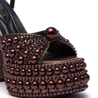 AZALEA WANG SOMETHING BRONZE EMBELLISHED PLATFORM SANDAL