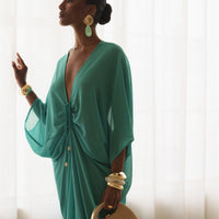 « Jours Sans Fin » — Robe Cache-Maillot Kaftan, Sarcelle