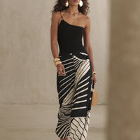« Sahara » — Ensemble Pantalon Large Graphique, Noir