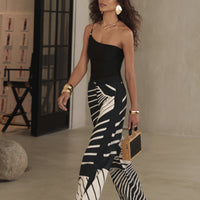 « Sahara » — Ensemble Pantalon Large Graphique, Noir