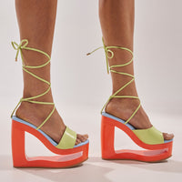 AZALEA WANG TAFFY MULTI NOVELTY WEDGE MULE SANDAL