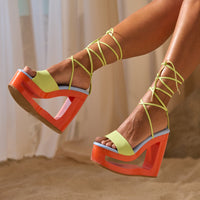AZALEA WANG TAFFY MULTI NOVELTY WEDGE MULE SANDAL