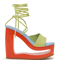 AZALEA WANG TAFFY MULTI NOVELTY WEDGE MULE SANDAL