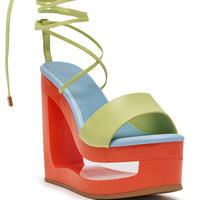 AZALEA WANG TAFFY MULTI NOVELTY WEDGE MULE SANDAL
