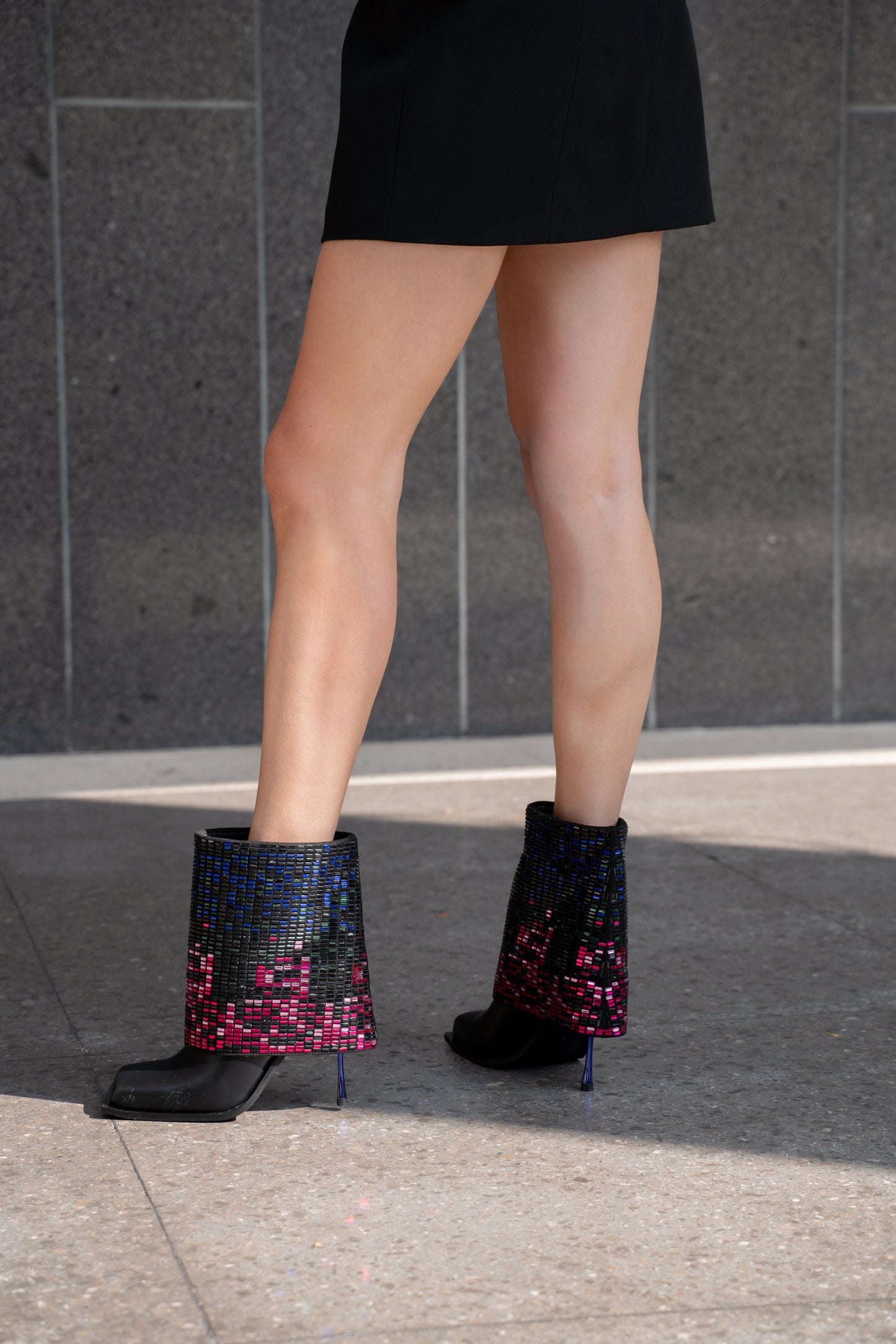 « Disco » — Bottines Stiletto à Strass, Noir Multicolore
