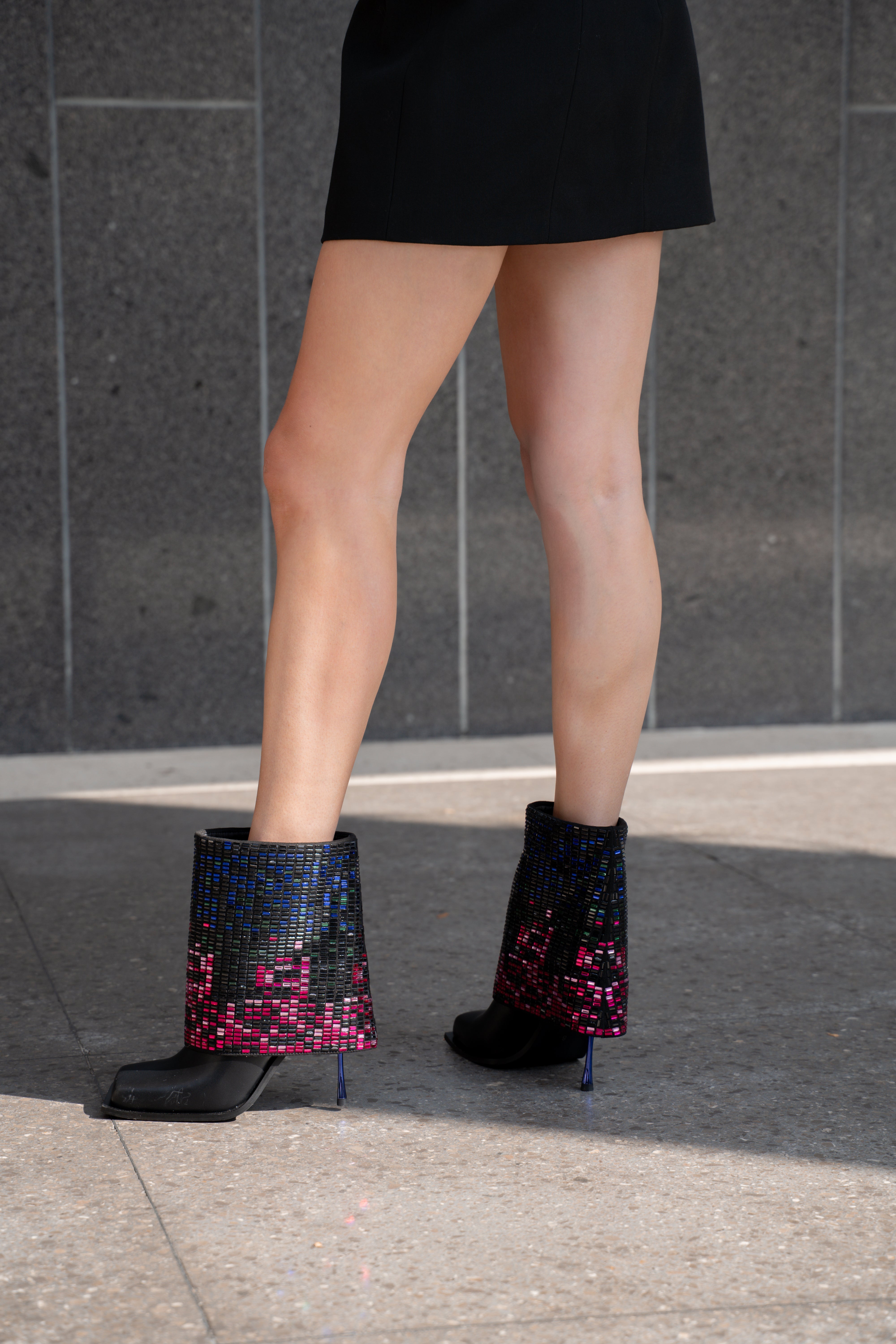 « Disco » — Bottines Stiletto à Strass, Noir Multicolore