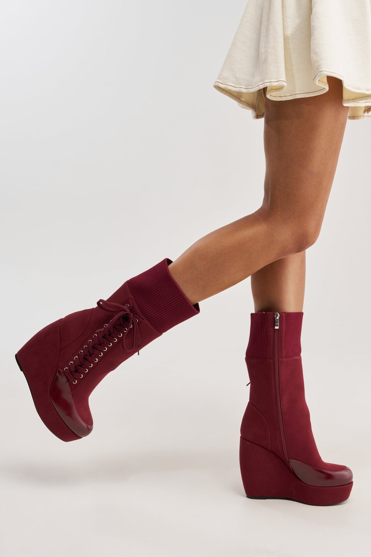 « Rêverie » — Bottines compensées, Bordeaux