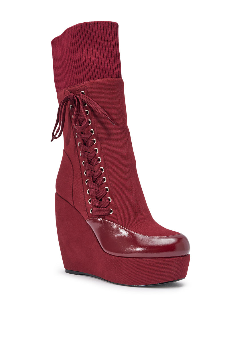 « Rêverie » — Bottines compensées, Bordeaux