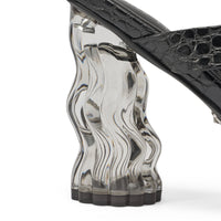 « Glaçon » — Sandales à Enfiler avec Talon Transparent, Noir