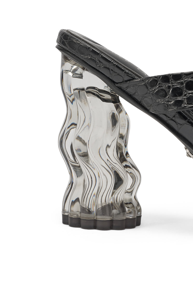 « Glaçon » — Sandales à Enfiler avec Talon Transparent, Noir