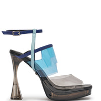 AKIRA GOLD ZENAE BLUE MULTI PVC CHUNKY SANDAL