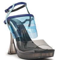 AKIRA GOLD ZENAE BLUE MULTI PVC CHUNKY SANDAL