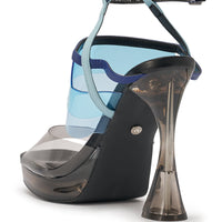 AKIRA GOLD ZENAE BLUE MULTI PVC CHUNKY SANDAL