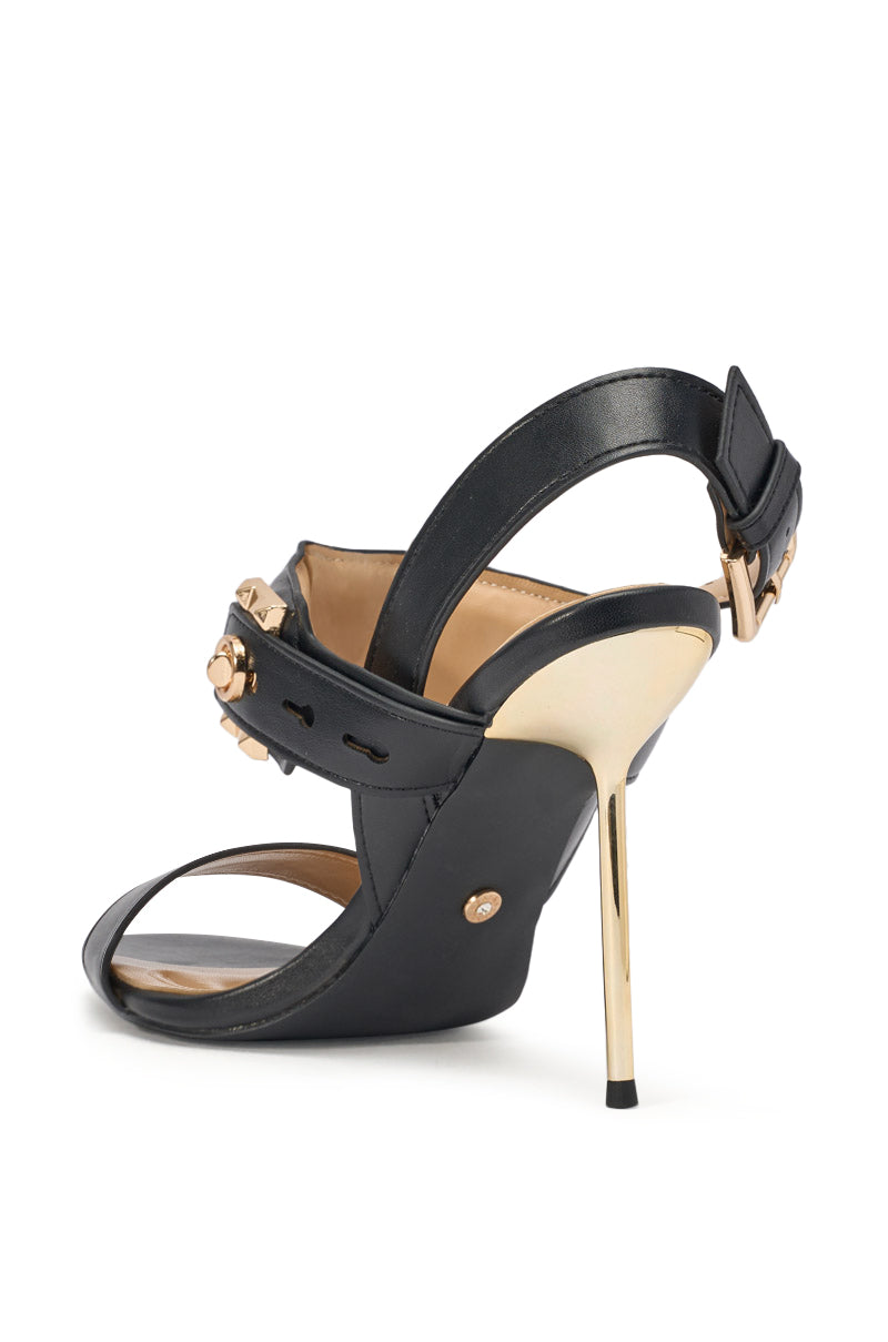 « Minuit » — Sandales Stiletto à Ornements Métalliques, Noir