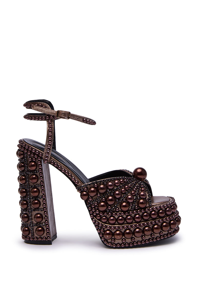 « Ambre » — Sandales à Plateforme Ornées, Bronze