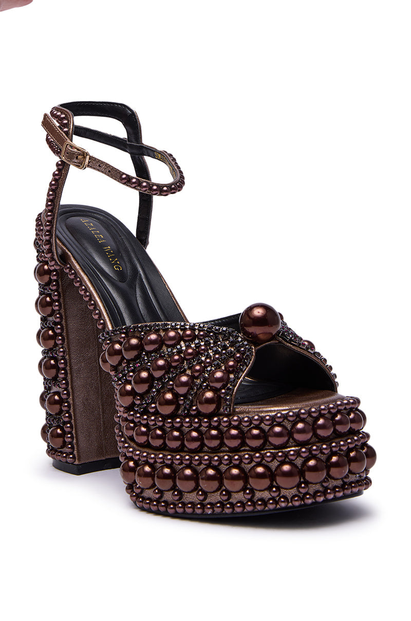 « Ambre » — Sandales à Plateforme Ornées, Bronze