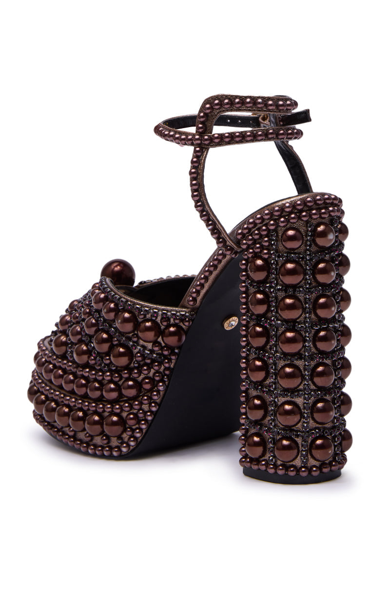 « Ambre » — Sandales à Plateforme Ornées, Bronze