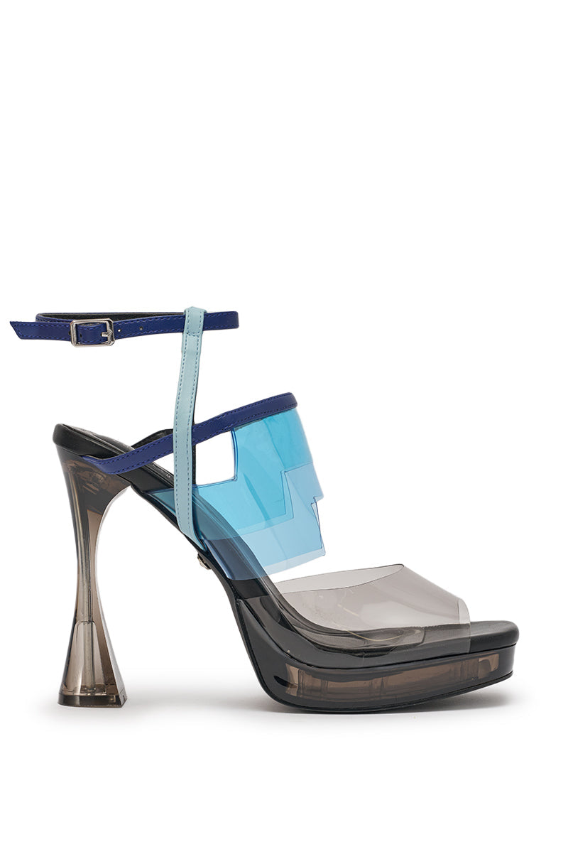 « Cristal » — Sandales Chunky en PVC, Bleu Multi