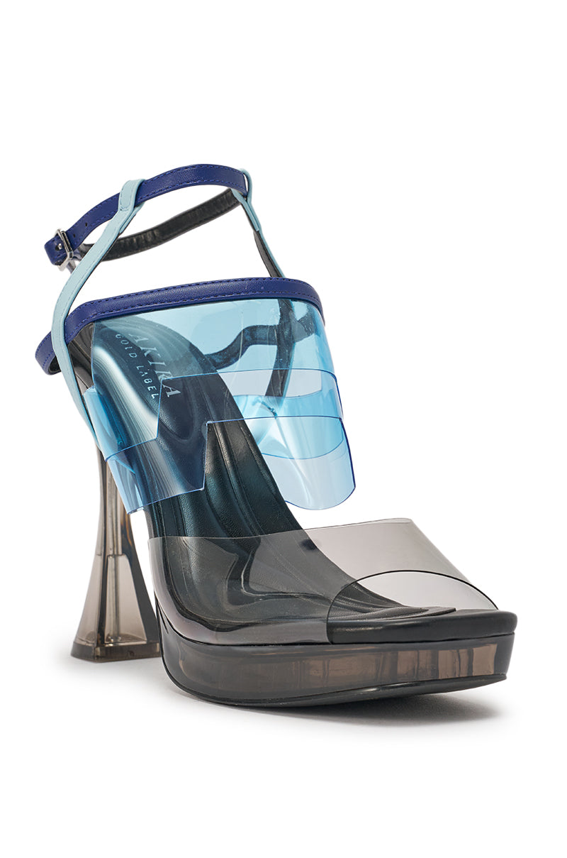 « Cristal » — Sandales Chunky en PVC, Bleu Multi