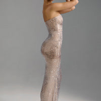 « Amaya » — Robe Longue Bandeau Ornée, Amande