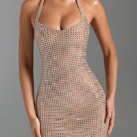 « Ambre » — Robe Mini Dos Nu Pailletée, Miel