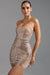 « Aurora » — Robe Mini Bandeau Scintillante, Amande