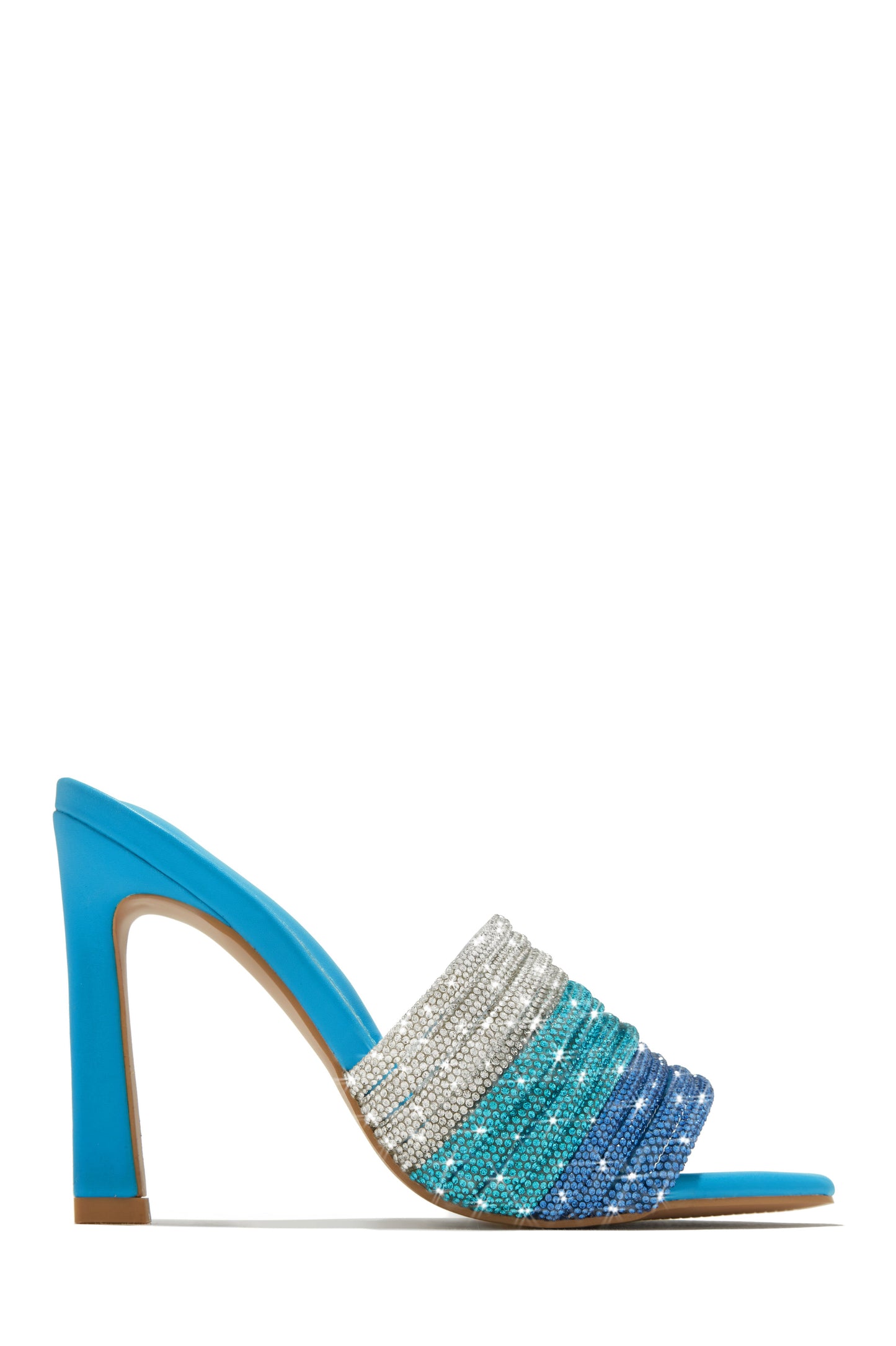 « Saphir » — Mules Ornées à Talon Haut, Bleu
