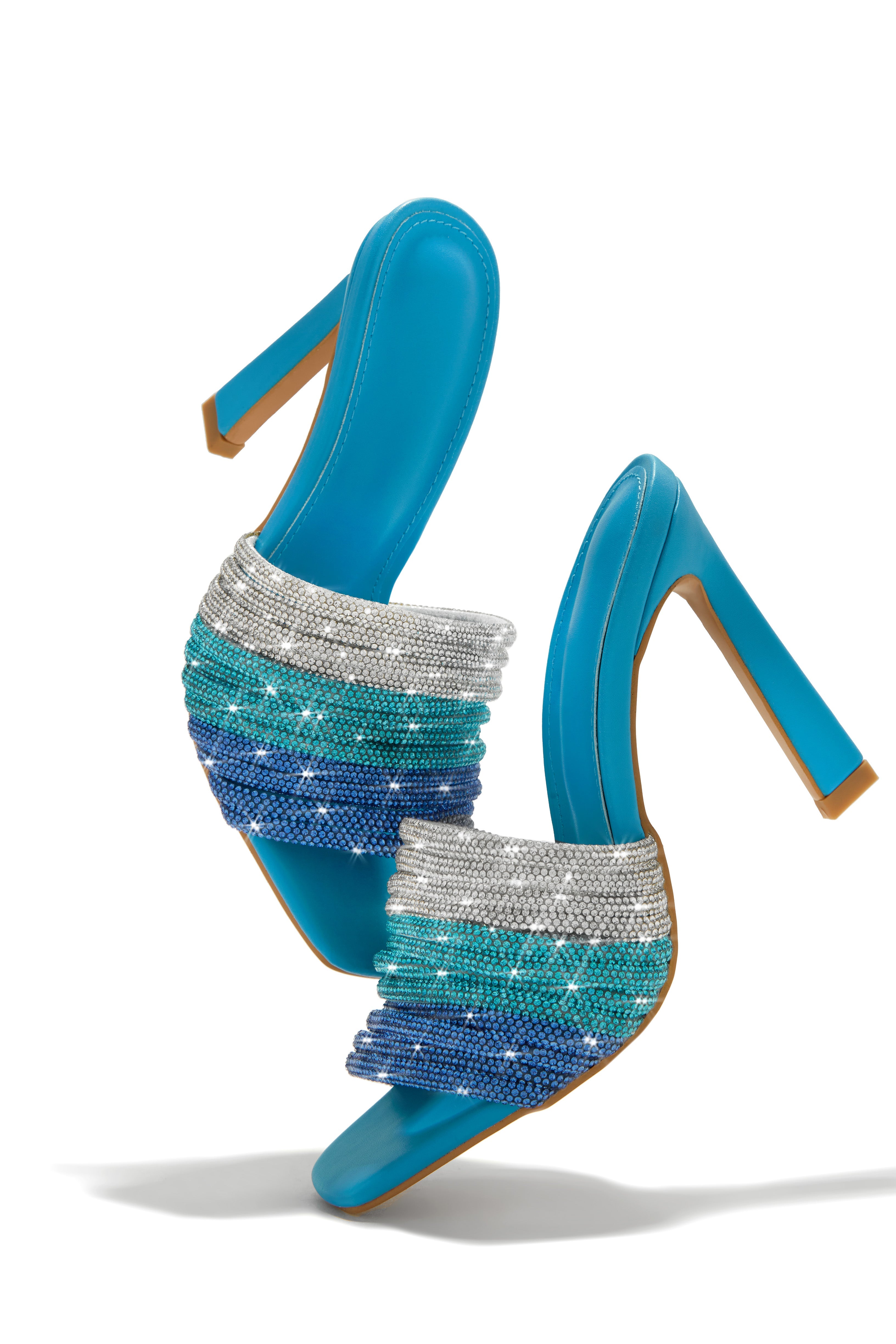 « Saphir » — Mules Ornées à Talon Haut, Bleu