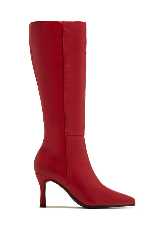 « Rouge Élan » — Bottes Hautes à Talon, Rouge