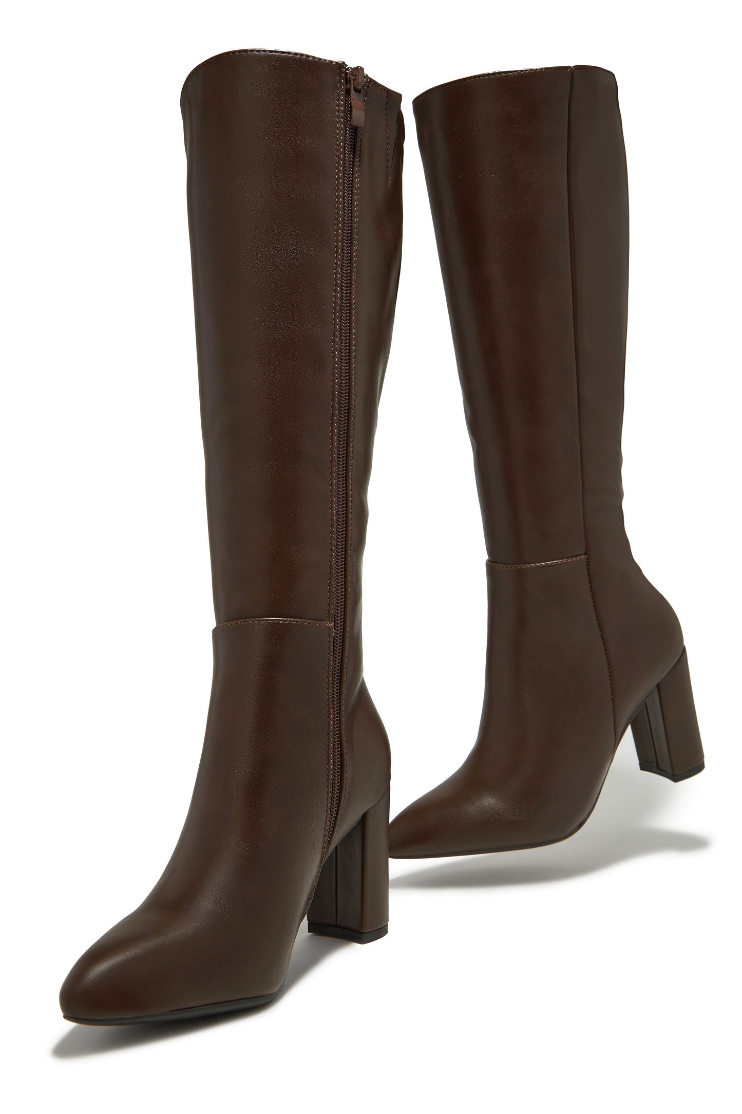 « Marron Cendré » — Bottes hautes à Talon Bloc, Marron