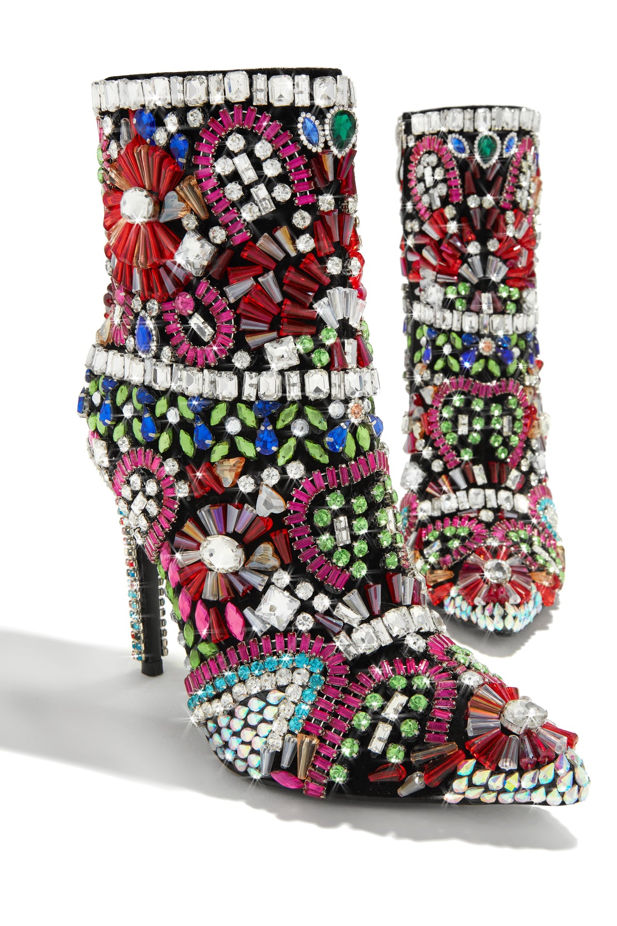 « Nuit Précieuse » — Bottines Entièrement Ornées, Multicolore