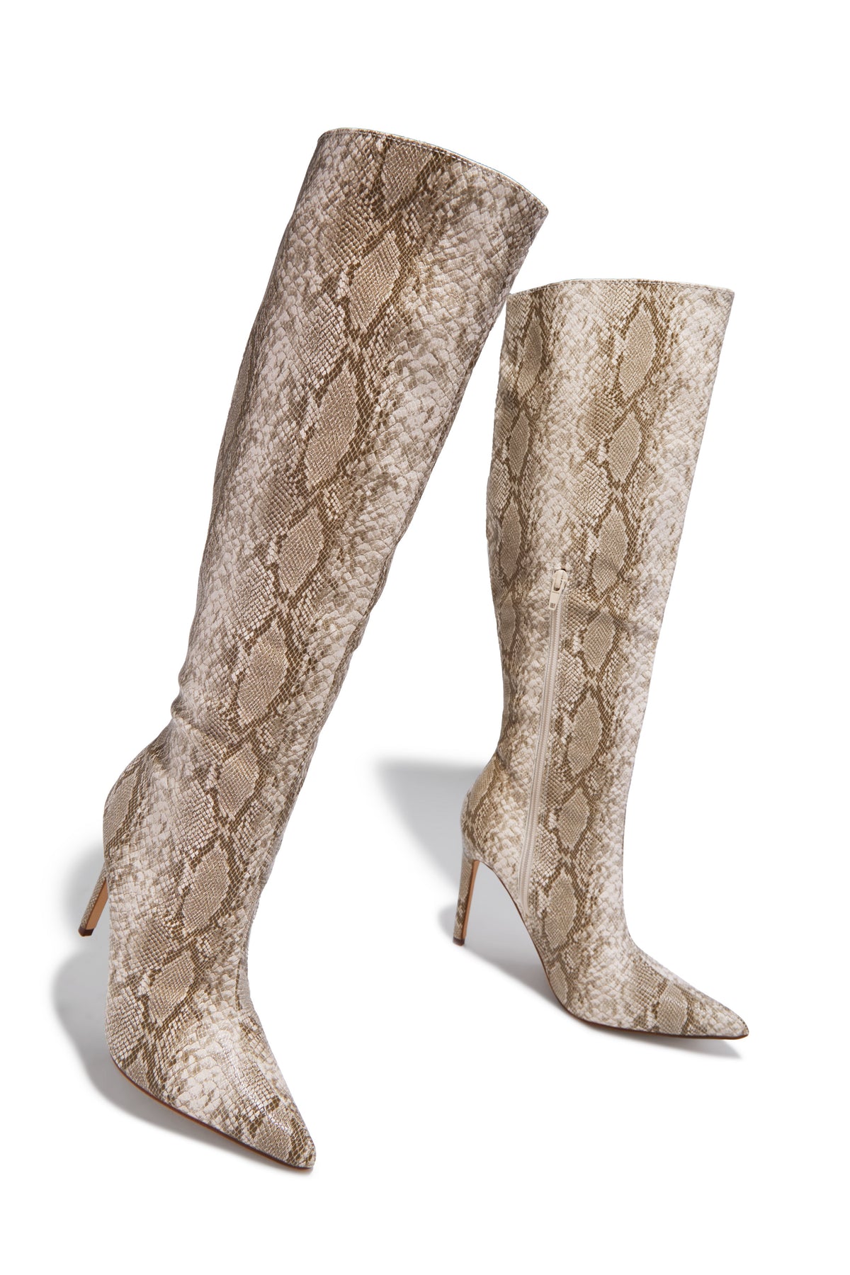 « Serpent Sable » — Bottes Hautes à Talon Aiguille, Serpent Nude
