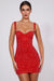« Rubis » — Robe Mini Corset à Strass, Rouge Feu