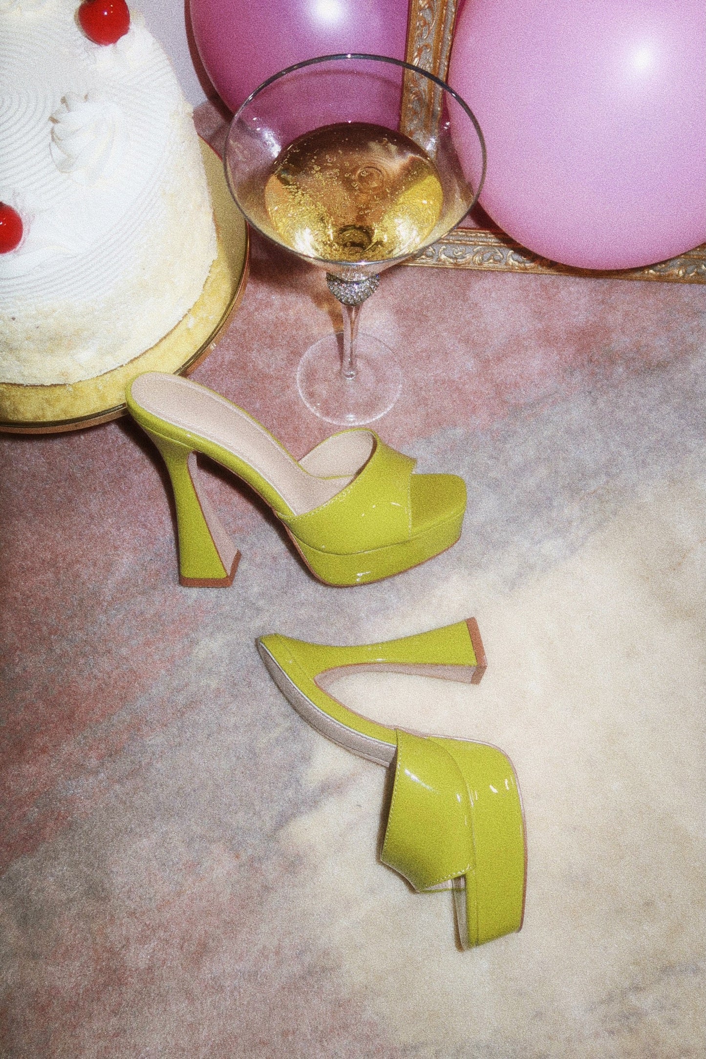 « Audace » — Mules Peep-Toe à Plateforme Chunky, Vert Citron