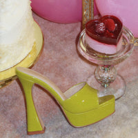 « Audace » — Mules Peep-Toe à Plateforme Chunky, Vert Citron